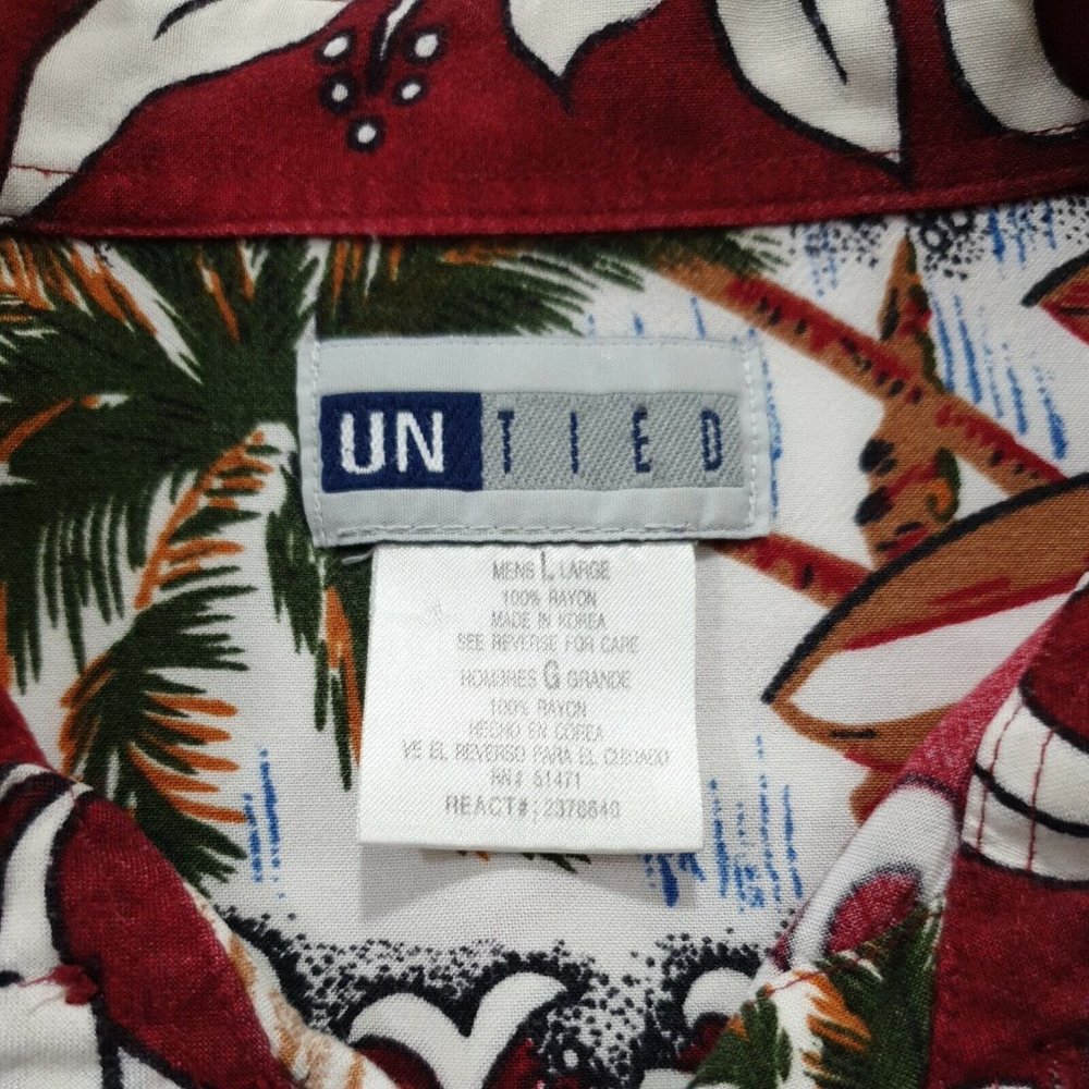 Untied Mens Large Short Sleeve Hawaiian Shirt Casual Vacation Pool Beach Party - Picture 5 of 9